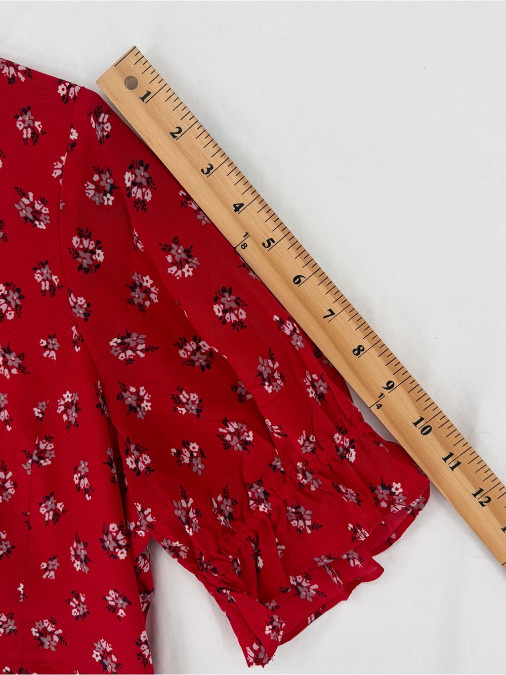 Madewell Babydoll Dress Red Floral Sz 8 100% Silk 90s Style V-Neck Button Front - Picture 11 of 14